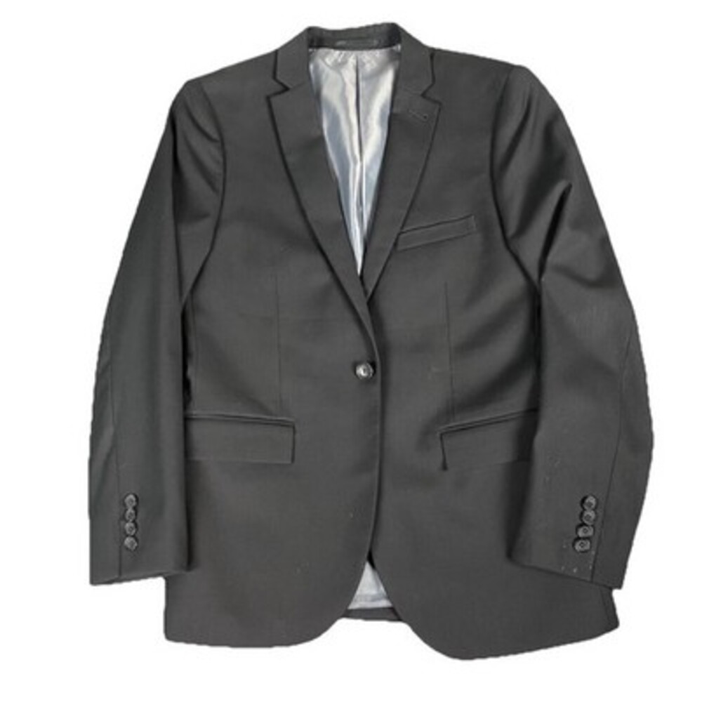 Topman 2 Piece Skinny Fit Suit 38R 32L Black Formal Wedding Business Prom - Picture 2 of 16